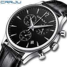 CRRJU-reloj deportivo de lujo para hombres, cronógrafo de cuarzo, de cuero, militar, resistente al agua, Masculino 2024 - compra barato