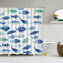 Cortinas de banheiro 3d impermeável estampa desenho animado peixe adorável banheiro x cm tecido tapete de tela de banho 2024 - compre barato