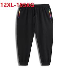 Primavera outono masculino sweatpants casa wear calças esportivas plus size 11xl 12xl zíper grande tamanho solto elasticidade calças 74 72 76 2024 - compre barato