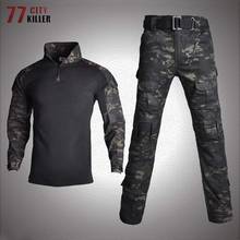 Conjunto de uniforme militar camuflado para homens e mulheres, kit de roupa militar para combate, airsoft, camisa de treino, calças de carga 2024 - compre barato