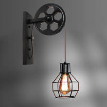 Retro American Country Iron Wall Lamp Creative Pulley Industrial LED Wall Lamp Fixture Loft Cafe Bar Adjustable Sconce Light 2024 - buy cheap
