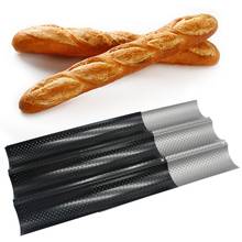 Forma de pão francês com onda, bandeja prática para assar bolo formato de bagete com sulco 2/3/4 ferramentas de cozimento de pão com ondas 2024 - compre barato