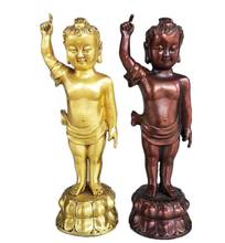Estatua de cobre, adorno de Buda de baño de Príncipe de latón, estatua de Buda Sakyamuni que apunta al cielo y apunta a la tierra 2024 - compra barato