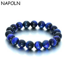 NAPOLN Blue Tiger Eye Bracelet 8MM Gem Stone Beaded Bracelet Natural Stone Bracelets For Women Men Attend Party Dropshipping 2024 - buy cheap