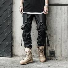 Streetwear Stacked Sweatpants Men Hip Hop Punk Cargo Pants for Male Black Ribbons Harem Harajuku Japanese Fashion Trousers 2024 - buy cheap