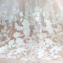 Tecido bordado floral grande com 3 linhas/jarda, tecido francês requintado para vestido de noiva de luxo, vestido de baile de dança, 125cm de largura 2024 - compre barato