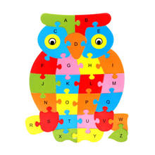 Деревянные головоломки милые Мультяшные игрушки конструкции животных ABC Алфавит познание Обучающие головоломки Развивающие игры игрушки для детей 2024 - купить недорого