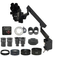 Microscópio trinocular com braço articulado, 3,5x-180x, 38mp, 1080p, compatível com hdmi, usb, câmera, gravador sd 2024 - compre barato