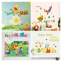 Pegatina de pared de oso de dibujos animados Winnie the pooh para habitación de niños, decoración de pared para dormitorio, regalos para niños, pegatina para puerta de guardería 2024 - compra barato