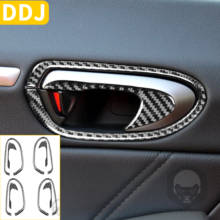 Car Carbon Fiber Door Handle Door Lock Switch Frame Trim Stickers For Honda Civic 8 8th Gen 2006 2007 2008 2009 2010 2011 Black 2024 - buy cheap