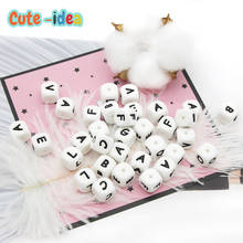 Miçangas de silicone com letras em forma de alfabeto, 10 peças, 12mm, para mordida de bebê, brinquedo, alfabeto em inglês, produto comestível 2024 - compre barato
