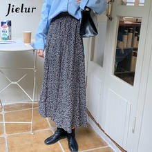 Jielur Spring New Black White Floral Skirt Pleated A-line High-waisted Skirts Fashion Korean Vintage Casual Women's Skirt 2021 2024 - buy cheap