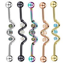 Aço industrial barbell longo estilo chave cz orelha anel para mulher cartilagem brinco hélice corpo piercing jóias oreja 2024 - compre barato