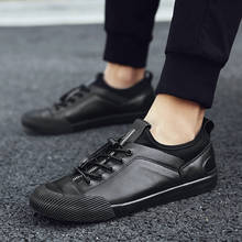 Men Leather Shoes Casual Fashion Soft Business Sports Shoes White Designer Sneakers New Laces Comfort Shoes Man Black Flat Shoes 2024 - buy cheap