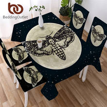 BeddingOutlet-Mantel de mesa de polilla Death Moth, cubierta de mesa blanca con calavera gótica, mariposa, luna, estrella, cocina, impermeable, 140x200cm 2024 - compra barato