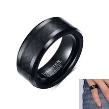8MM anillo de acero de tungsteno para hombre banda de fibra de carbono negra accesorios de anillo de personalidad de moda para hombre 2024 - compra barato