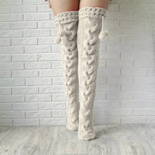 Fall Winter Warm Knitted Thick Women Stockings Tassel Pure Color Loose Causal Stockings Knee Length Stockings 3 Colors Wholesale 2024 - buy cheap