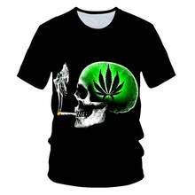 2021 Summer New Men's Casual T-shirt Green Leaf Skull 3DT shirt Fashion Hip-hop Round Neck Short Sleeve Quick-Drying Trend 2024 - buy cheap
