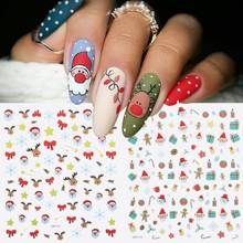 1pc 3D Nail Art Christmas Slider Wraps Snowflake Elk Santa winter Sticker Gold Manicure Nails Designs 2024 - buy cheap