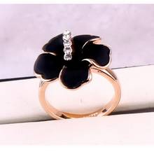 Italina Rigant Fashion black flower Ring Quality Dont Lose Color With Austrian Crystal Stellux #RG94184 2024 - buy cheap