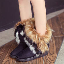 2020 зимние ботинки; женская зимняя обувь из замши; Модные женские ботинки черного цвета с имитацией большого натурального Лисьего меха с кисточками и мехом 2024 - купить недорого