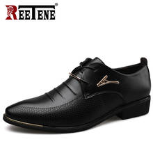 REETENE Men'S Leather Formal Shoes Dress Shoes Oxfords Fashion Retro Shoes Elegant Work Footwear Men Dress Shoes 2024 - buy cheap