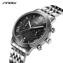SINOBI Stainless Steel Business Men's Watches Luminous Pointer Calendar Watch Luxury Male Sports Geneva Men's Quartz Watches 2024 - buy cheap