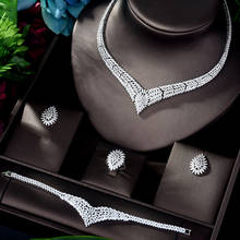 HIBRIDE-Conjunto de joyería nupcial para mujer, nuevo diseño Simple de circonia cúbica AAA con forma geométrica, accesorios de boda, bisutería femenina, N-1167 2024 - compra barato