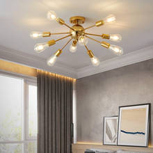Lámpara de araña nórdica moderna, Bombilla E27 dorada/negra para sala de estar, dormitorio, comedor, hogar, creativa 2024 - compra barato