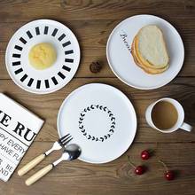 KINGLANG Western Ceramic dinner plate language good morning  breakfast plate round ceramic dish plate 2024 - buy cheap