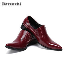 Batzuzhi Oxford Shoes Men Pointed Toe Slip on  Formal Business Leather Dress Shoes Wine Red Wedding Shoes Men, Big Sizes US12 2024 - buy cheap