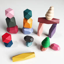 18pcs Wooden Rainbow Stacker Baby Colored Stones Jenga Montessori Rainbow Stacking Stones Blocks Montessori Toys Balance Games 2024 - buy cheap