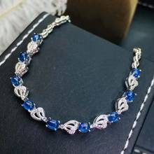 Sapphire bracelet Free shipping 100% Real natural sapphire Bracelet 925 sterling silver Bracelet 2024 - buy cheap