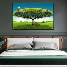 Зеленое дерево с сиденьем картина, печатный плакат Настенная картина для гостиной домашний декор настенное украшение без рамки 2024 - купить недорого