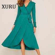XURU autumn hot new dress European and American women's irregular split dress 2024 - buy cheap