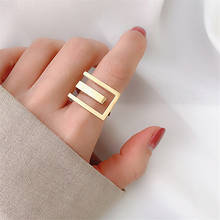 SRCOI женское кольцо в стиле хип-хоп, золотистое кольцо с металлической прострочкой, вечерние украшения 2024 - купить недорого