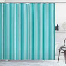 Aqua-cortina de ducha abstracta inspirada en el océano, juego de decoración de baño con ganchos, imagen geométrica, líneas de paleta, 84 "de largo, Extra 2024 - compra barato