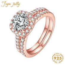 JoyceJelly 925 Серебряные кольца для женщин квадратный камень ювелирные изделия классический розовый цвет золотистый Свадебные модные подарки; Оптовая продажа 2024 - купить недорого