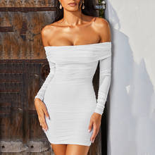 Women's Bodycon Skinny Mini Dress Sexy Off Shoulder Long Sleeve Backless Slim Elastic Bandage Evening Party Club Dress Vestidos 2024 - buy cheap