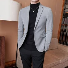 Мужской повседневный приталенный Блейзер, приталенный пиджак на одной пуговице, деловой Повседневный блейзер в Корейском стиле, S101, осень 2021 2024 - купить недорого