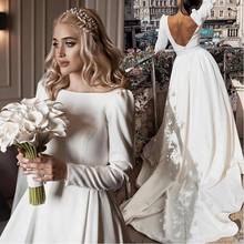 Modest A Line Wedding Dress For Women 2022 robe de mariée Long Sleeve Wedding Gowns Sexy Backless Dresses Bridal 2024 - buy cheap