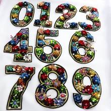 Number 3D Beaded Embroidered Patches for Clothing Sequins Applique Parches Clothes Shoes Pictures By Numbers Sewing On Patch 2024 - buy cheap