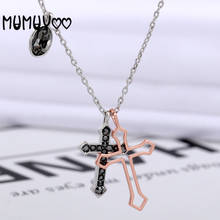 High quality new fashion charm rose gold black mix and match cross necklace female female clavicle chain jewelry 2024 - buy cheap