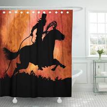 Red Country Cowboy on Horse Ride Western America American Shower Curtain Waterproof Polyester Fabric 72 x 72 Inches Set 2024 - buy cheap