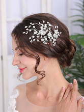 Wedding Headdress Silver Bride Hairpin Flowers Head Jewelry Elegant Women Ornaments Bridal Headdress Wedding Hair Accessories 2024 - buy cheap