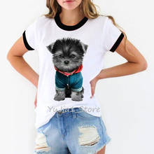 Female t-shirt kawaii yorkies print tshirt women summer top streetwear woman clothes dog lover tees chemise femme t shirt 2024 - buy cheap