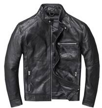 Jaqueta de couro genuíno masculina, casaco de couro bovino verdadeiro motocicleta primavera outono 2020, casacos 4hei 2024 - compre barato