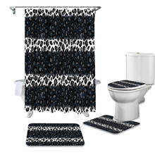 Cortina de ducha con estampado de rayas blancas y negras, juego de cubierta de asiento de inodoro, accesorios para Wc, tapete, decoración de baño, cortinas de baño 2024 - compra barato