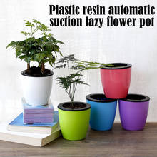 Vaso de flor de plástico auto rega planta vaso de flores imitação de cerâmica absorção de água automática plantio vaso de flores bacia de plástico 2024 - compre barato
