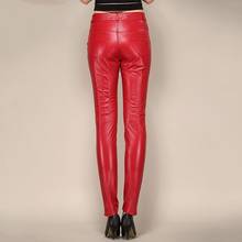 Office Lady Real Slim Pencil Pants Women Quality Lambskin Genuine Leather Full Length Plus Size Skinny Trousers Female 2024 - buy cheap